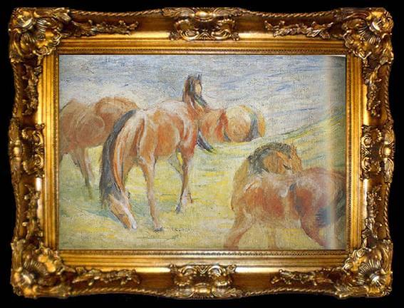 framed  Franz Marc Graing Horses i (mk34), ta009-2